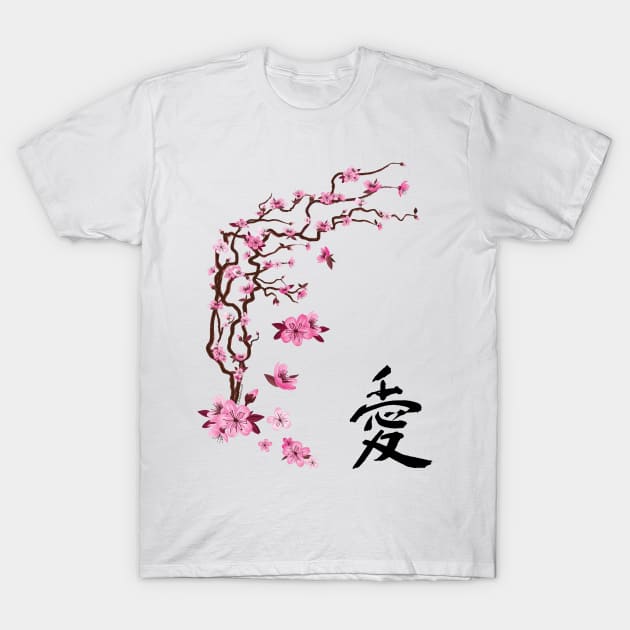 Japanese cherry tree with flowers - Love T-Shirt by ImproveYourself